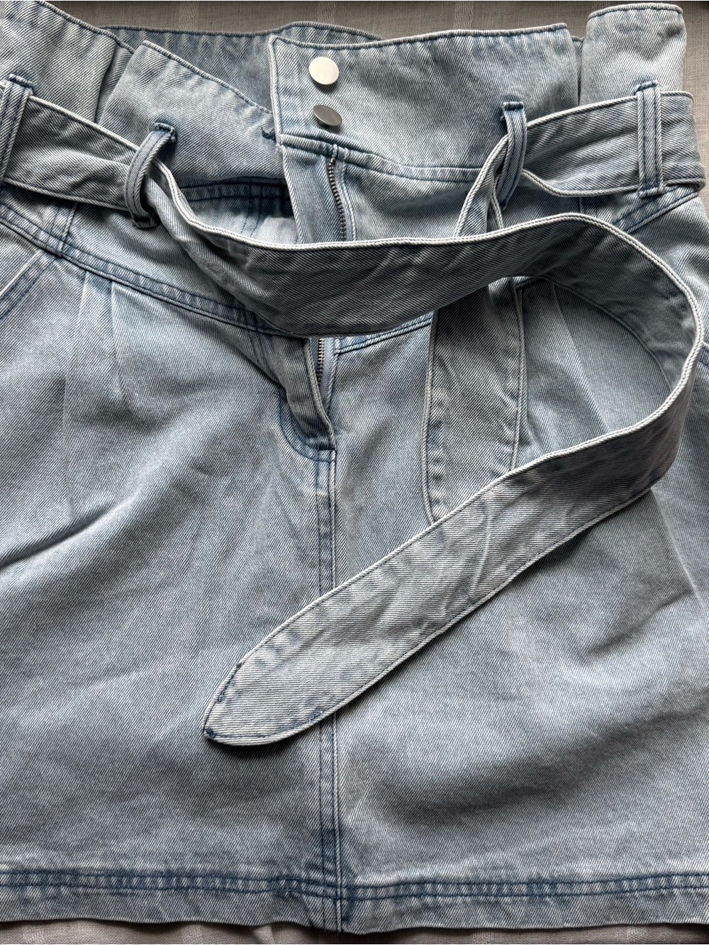 Gilli Light Wash Blue Denim Skirt with Self Tie